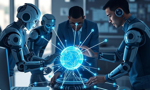 Abstract visual of AI's future impact